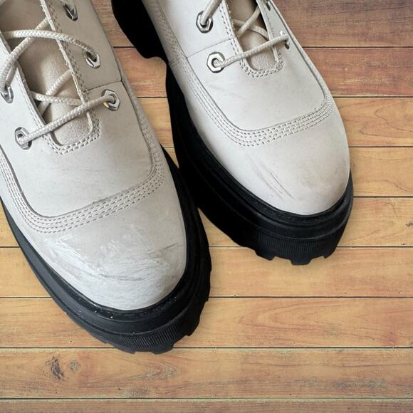 Timberland Sky 6-Inch Lace Up White Nubuck Leather Platform Boots Women's 10 - Picture 4 of 12